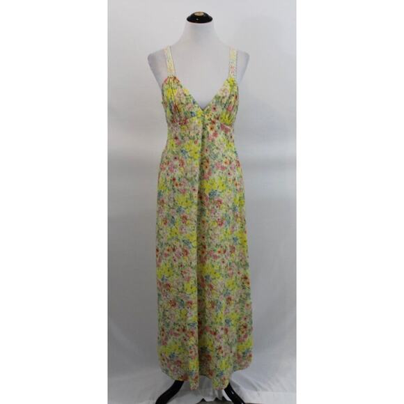 LOVESHACKFANCY Sz 8 Sabina Yellow Floral Sleeveless Midi Tank Dress - Picture 8 of 11